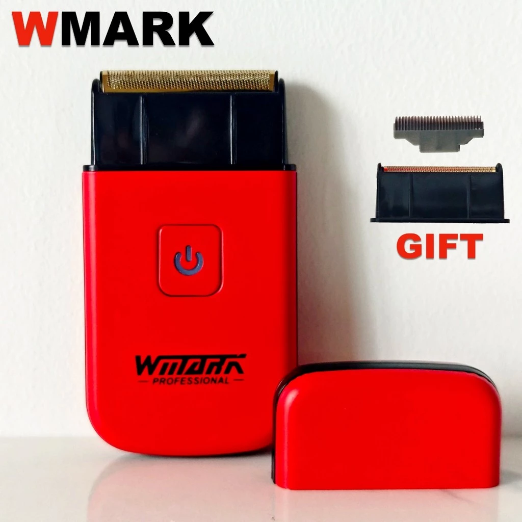 WMARK NG-7901 เครื่องโกนหนวดผู้ชายบางเฉียบมินิสแตนเลสไทเทเนียมชุบสองใบมีดตาข่ายมีดโกนจอนผมไฟฟ้าตัดผม