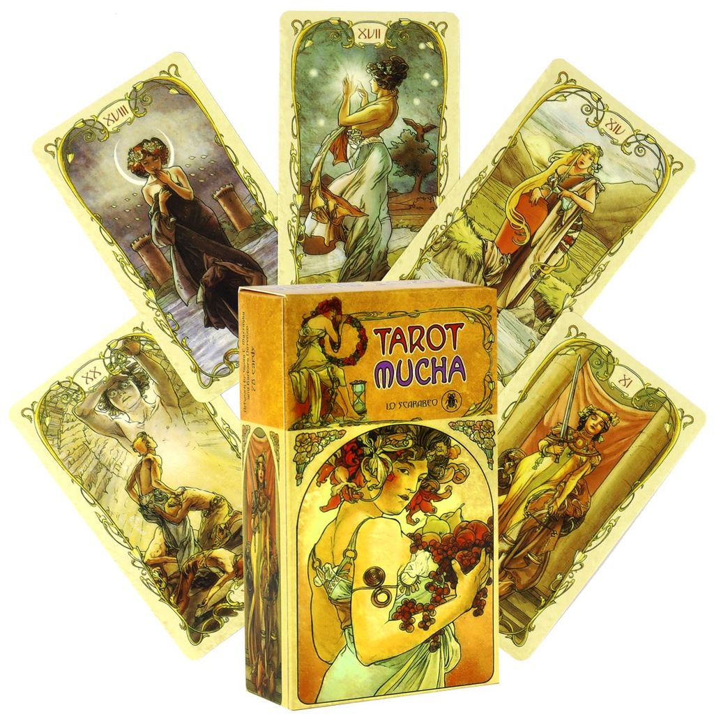 [คลังสินค้าพร้อม] 10.3. * 6 ซม. Mucha Tarot การ์ดเกมภาษาอังกฤษเกมกระดาน M Tarot Party Leisure เกม