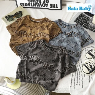 ใหม่ เสื้อยืดแฟชั่นเด็ก เสื้อยืดคอกลม แต่งขาดสไตล์วินเทจ Size90-120cm DXT36