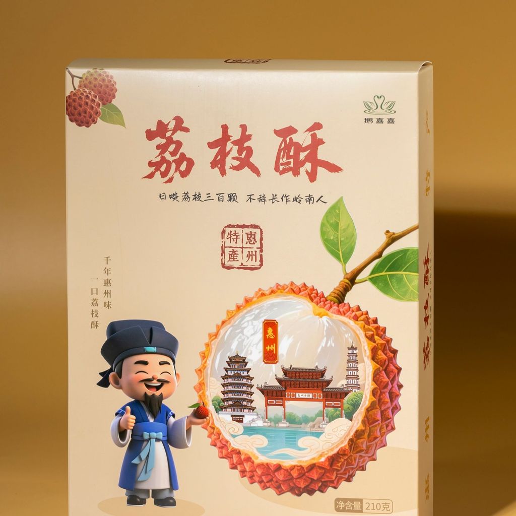 สินค้าใหม่พร้อมสต็อกกวางตุ้งพิเศษ Huizhou Hand Letter Lychee Crisp Biscuits Silk Small Package Gift 