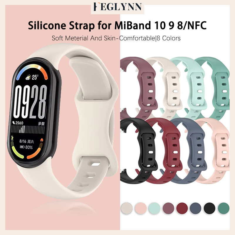 สายซิลิโคนอ่อน for นาฬิกาอัจฉริยะ Xiaomi Smart Band 10 9 8 สายยางระบายอากาศ อุปกรณ์เสริม for Xaiomi Mi Band 10 9 8 NFC