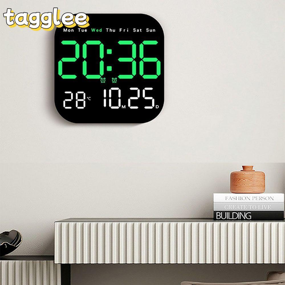 TAGGLEE นาฬิกาแขวนอิเล็กทรอนิกส์, นาฬิกา LED ดิจิตอลอเนกประสงค์อุณหภูมิ, นาฬิกาตั้งโต๊ะแสดงวันที่ 12/24H DST สําหรับห้องนอน
