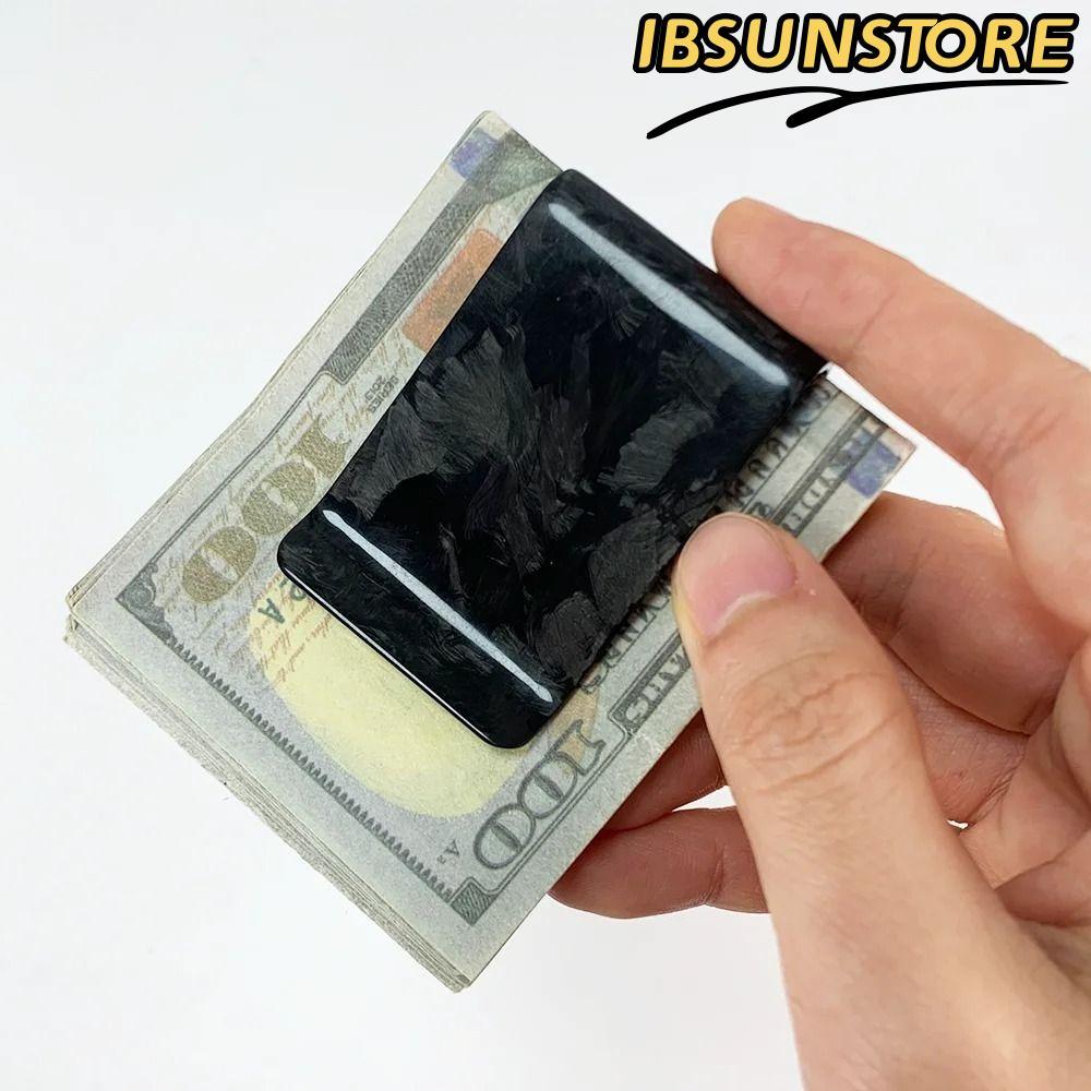 IBSUNSTORE Money Clip สไตล์มินิมอล ทำจากคาร์บอนไฟเบอร์แท้ พกพาสะดวกสำหรับใส่บัตรและเงินสด