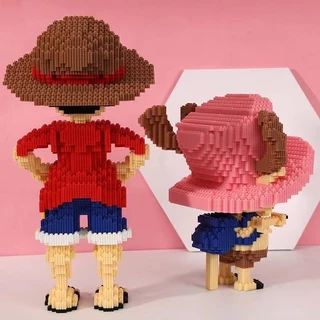 บล็อกตัวต่ออนุภาคขนาดกลาง 3000 ชิ้น One Piece Luffy Chopper การศึกษาประกอบของเล่นตุ๊กตาของขวัญรูป