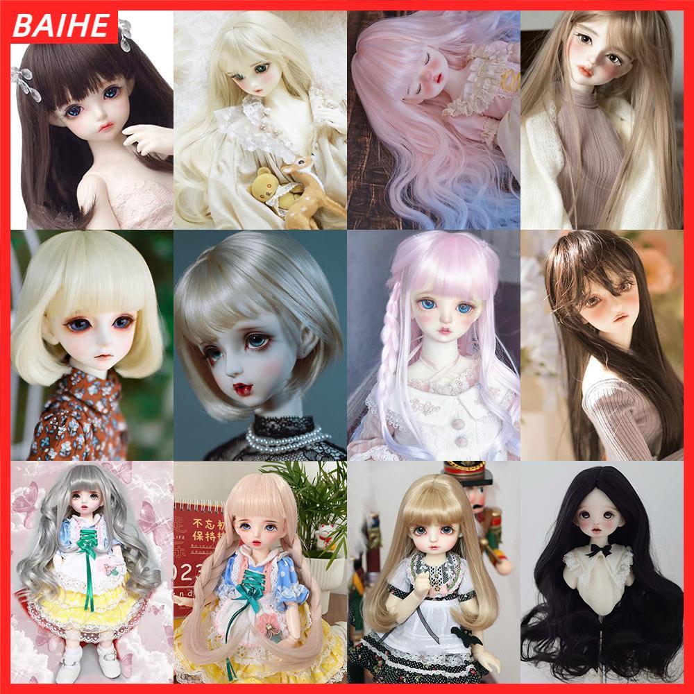BAIHE ตุ๊กตาโลลิต้าวิกผม,แสงสีทองสีน้ําตาลเข้มตุ๊กตาวิกผมอุปกรณ์เสริม,ของเล่น DIY BJD/SD 1/6 สั้น Curl ตุ๊กตาวิกผม