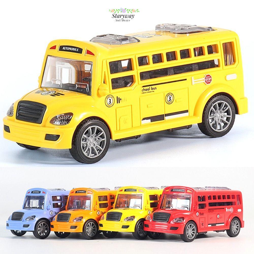 STARYSWAY ของเล่นรถเฉื่อยเปิดประตูได้ Drop-proof Coasting School Bus Campus Bus