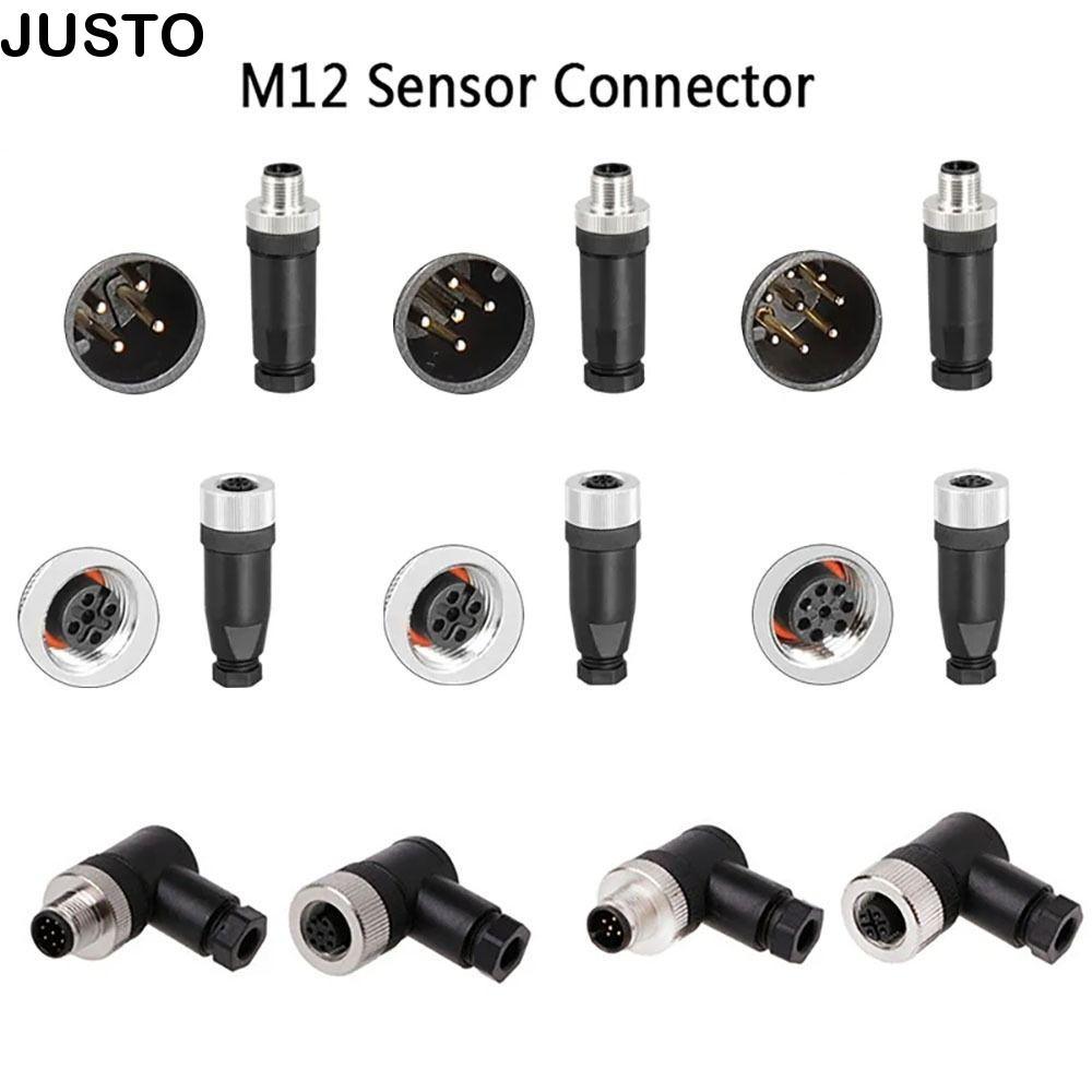 JUSTO M12 Sensor Connector, 4 5 8 Pin Connector M12 ปลั๊กการบิน, M12 Sensor Cable Connector PG7 ปลั๊