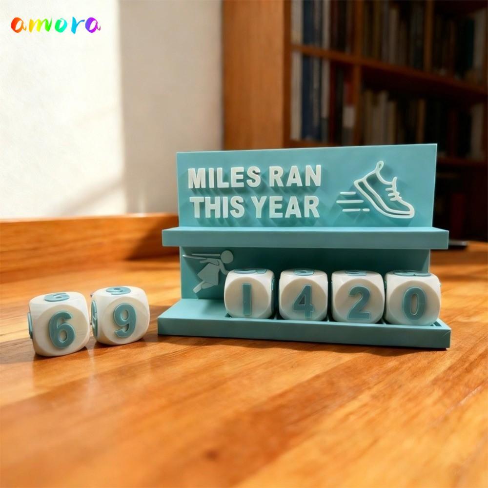 AMORA Running Mileage Counter,Handmade MILES RAN THIS YEAR Running Mileage Challenge Tracker, Wear R