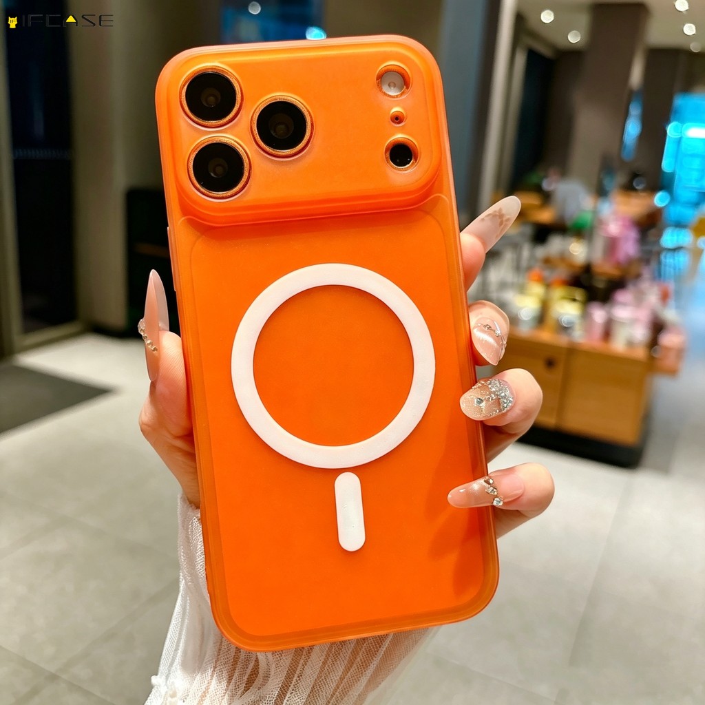สําหรับRealme 16 15 15X 15T 12 Pro Plus 11X 9i 7i Global 6i 5 5s 5i 5G 4Gเคสโทรศัพท์แม่เหล็กโปร่งแสงสีส้มสีฟ้าชมพูสีสันน่ารักSimpleสีดําบางปลอกอ่อนกรณีปก