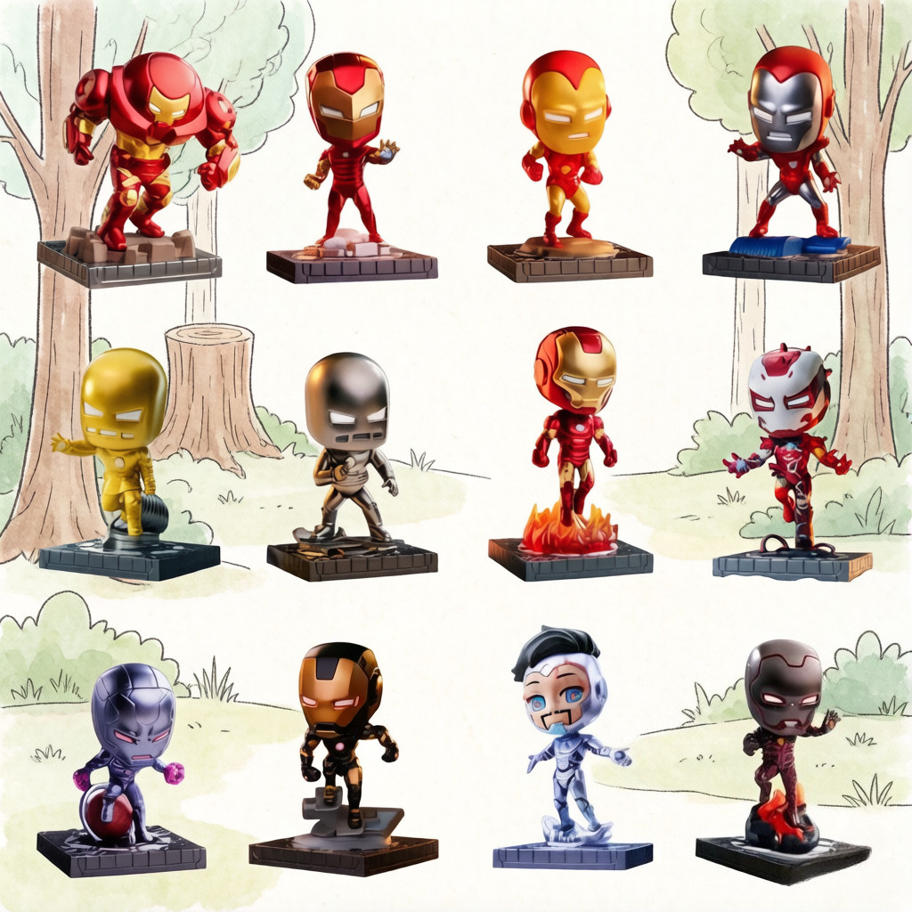 P POPMART Marvel Iron Man Chronicle Series เครื่องประดับกล่องลึกลับของขวัญเล่นอินเทรนด์