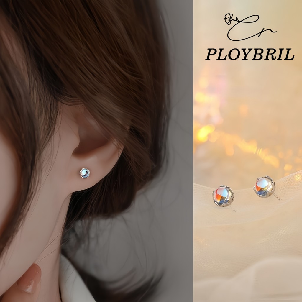 PLOYBRIL ต่างหูหินมูนไลท์ เกรดสูง ขนาดเล็ก หรูหรา แบบเรียบง่าย สไตล์เกาหลี ญี่ปุ่น สําหรับผู้หญิง E062