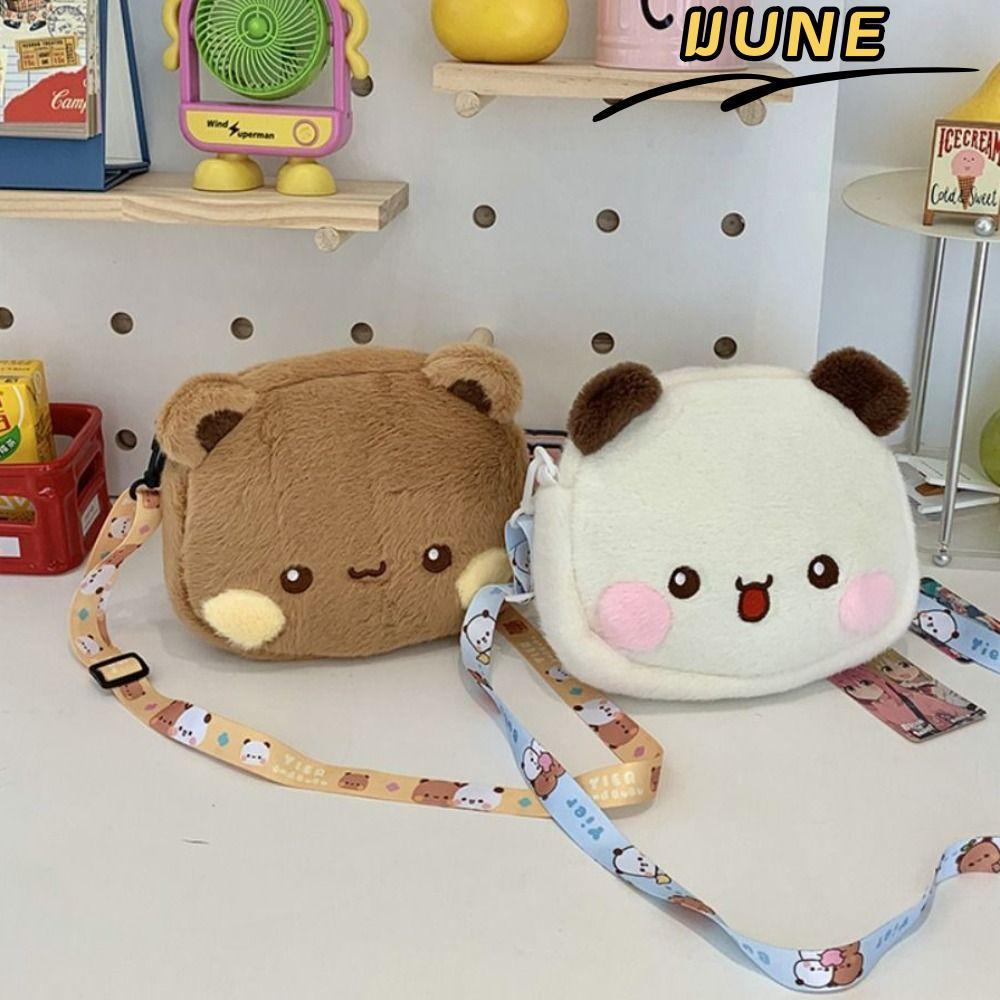 กระเป๋าสะพาย IJUNE ลายการ์ตูนหมีอนิเมะ นุ่มและน่ารัก เหมาะสำหรับผู้หญิงและเด็กผู้หญิง