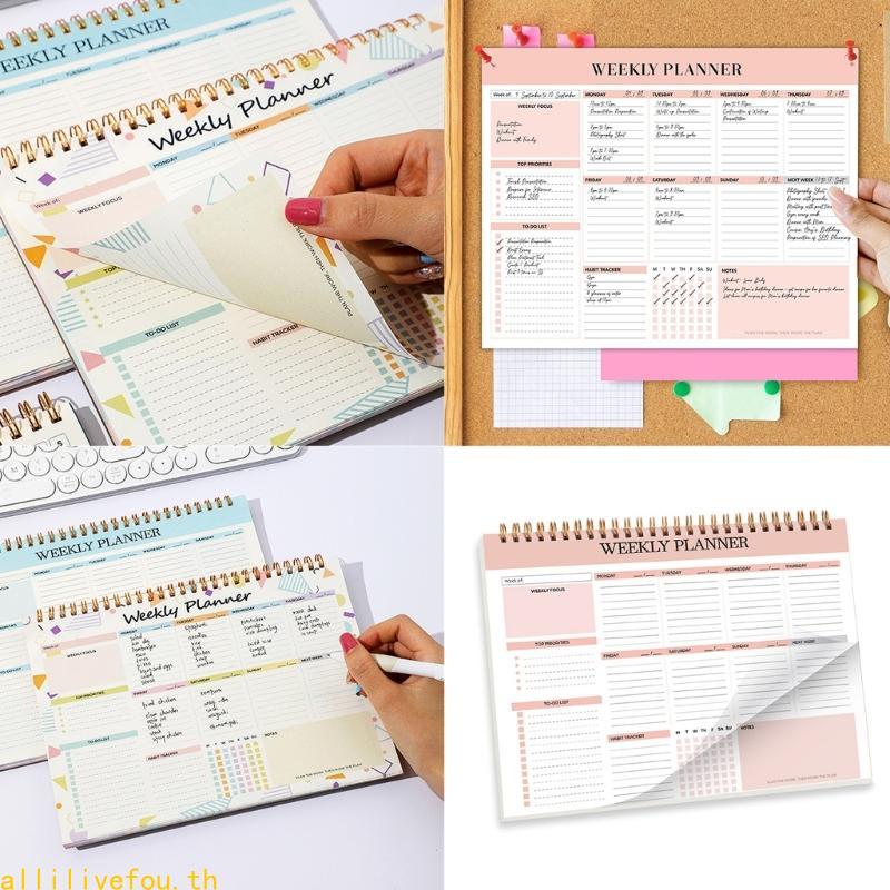 LIVE Twin Coil Binding Weekly Planner 9 76x7 28 นิ้วสําหรับ Weekly Plan Notes ตารางวิชาการ Planner 5