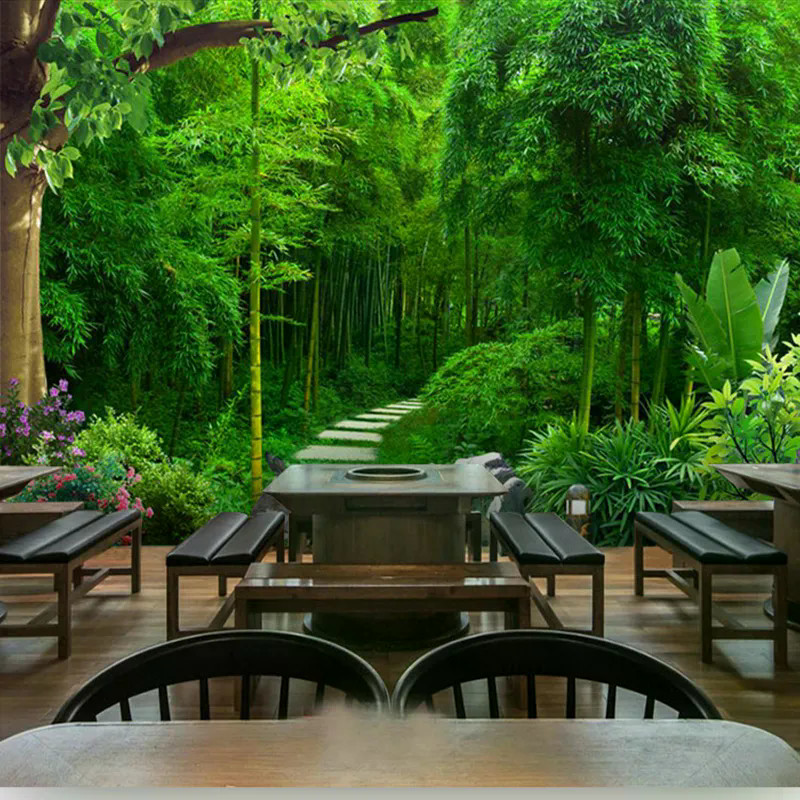 ทิวทัศน์ธรรมชาติป่าต้นไม้ใหญ่พื้นหลังผ้าห้องนั่งเล่นโซฟาถ่ายทอดสดผ้าผนังพื้นหลังขนาดใหญ่พิเศษ
