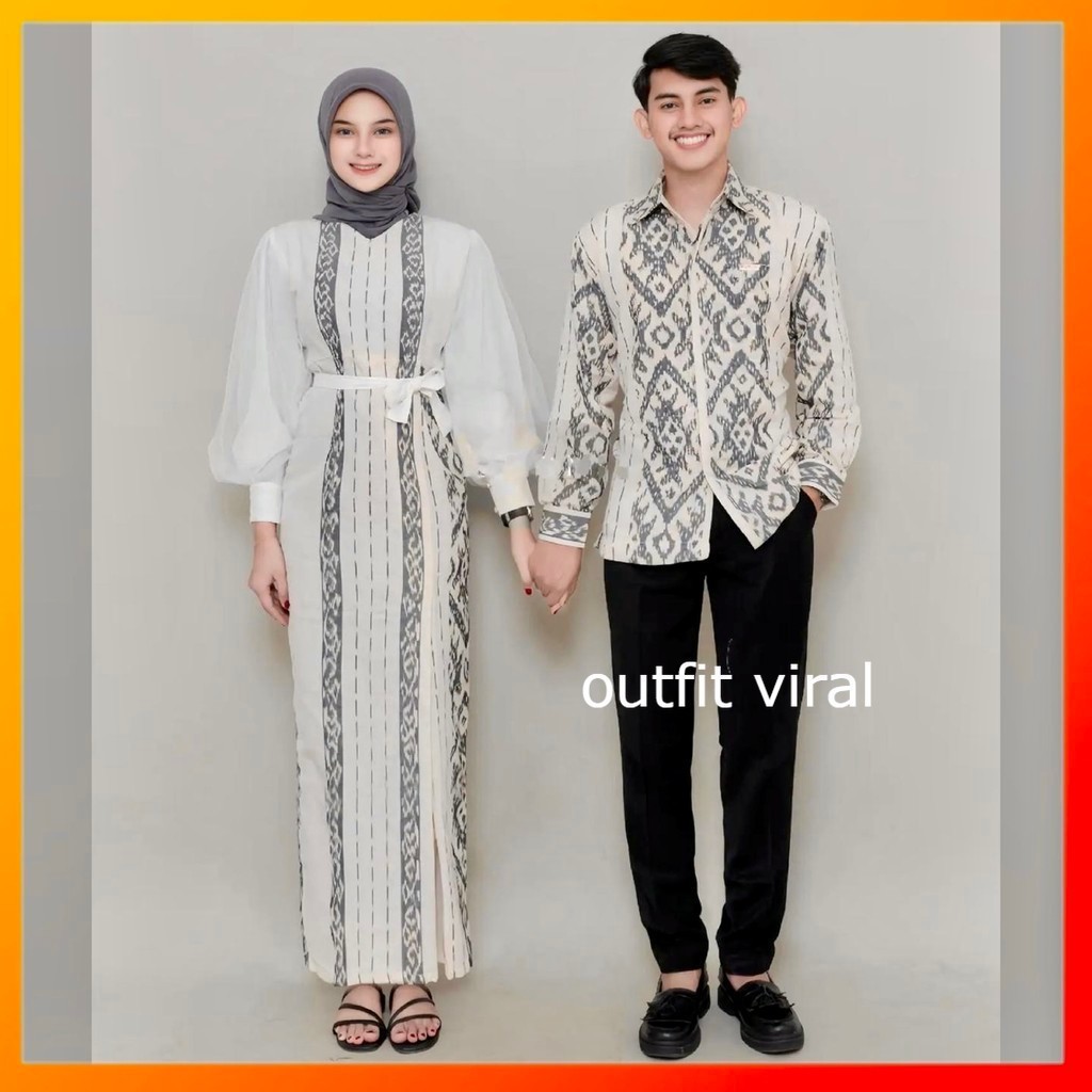 COUPLE WOVEN CLOTHES (PADMA COUPLE BROKEN WHITE) VIRAL OUTFIT EID CLOTHES