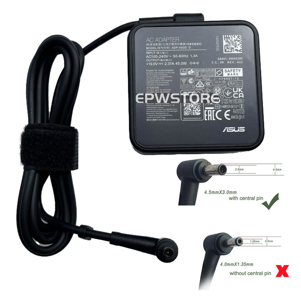19V 2.37A 45W AC Adapter Charger สําหรับ ASUS Vivobook Go E1504FA 4.5*3.0 มม.แล็ปท็อป