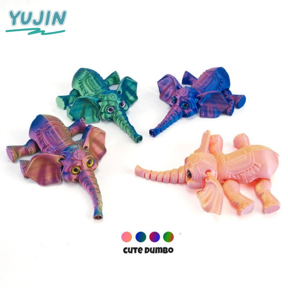 YUJIN พิมพ์ช้างรุ่น,ที่สามารถเคลื่อนย้าย PLA Elephant Action ตุ๊กตา, สีทึบคุณภาพสูงหลายข้อต่อมินิช้างตุ๊กตาเดสก์ท็อปตกแต่ง