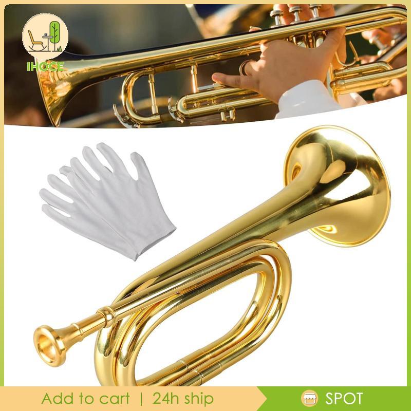 [Ihoce] แบบพกพา Cavalry ทรัมเป็ต Bugle ทองเหลืองเครื่องดนตรีเริ่มต้น Band Bugle สําหรับเด็กผู้ใหญ่โร