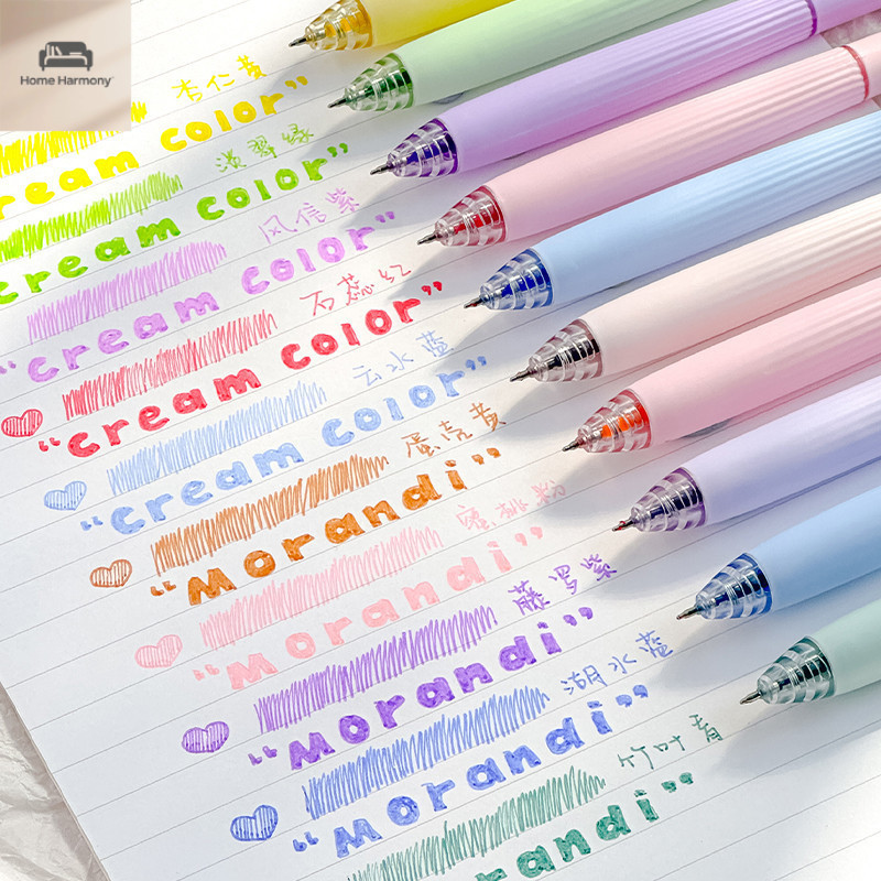 “ปากกาเจลสีครีม Morandi 🌈💖 หลายสีสวยน่ารัก เขียนลื่นสำหรับสมุดบันทึก งานศิลปะ โน้ตส่วนตัว 📝✨ A00172