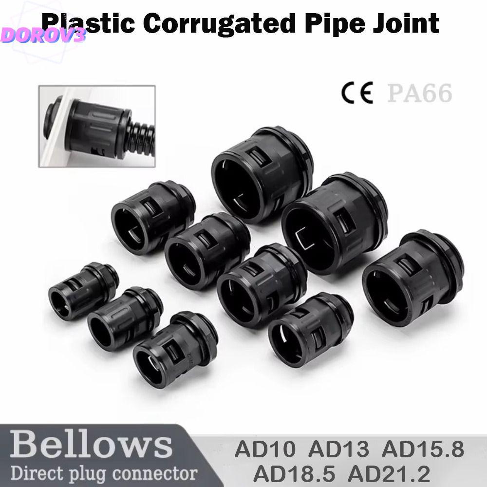 DOROV3 ขั้วต่อหลอดพลาสติก, ข้อต่อท่อลูกฟูกสีดําพลาสติก, AD13 Multisize ข้อต่อไนลอน PP ท่อลูกฟูก