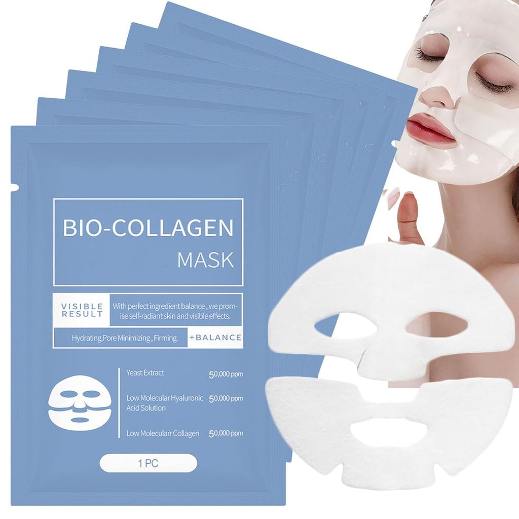 Coco Bio Collagen Mask 6Pack, Bio Collagen Face Mask Overnight, Korean Face Mask Deep Collagen Anti 