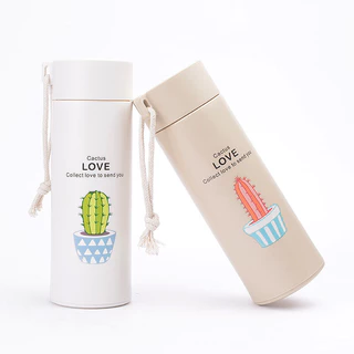 ขวดน้ำ แก้วน้ำดื่ม กระบอกน้ำ ลายกระบองเพชร ความจุ 400ML น่ารัก พกพาสะดวก ใส่ได้ทั้งน้ำร้อน น้ำเย็น