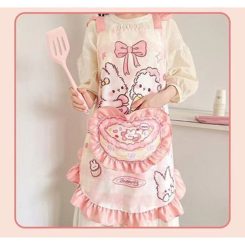 ผ้ากันเปื้อนลายการ์ตูน Cake Rabbit Can Cook สไตล์ญี่ปุ่น Western Style hellokitty กันน้ํา Stall Nigh