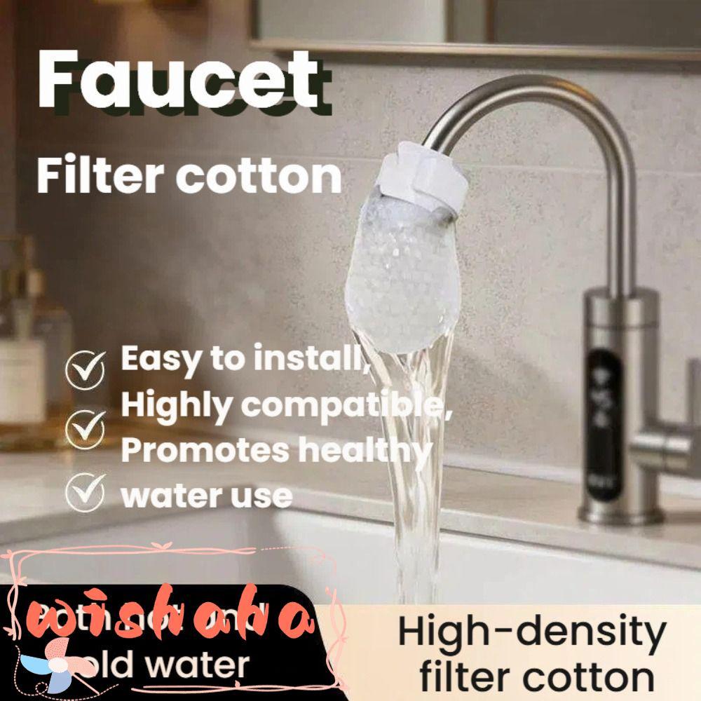 WISHAHA 10/50 ชิ้นก๊อกน้ํากรอง, Universal Anti-splash Faucet Filter Cotton, T-strap หนา Tap Water Filter กระเป๋า