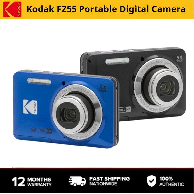 KODAK PIXPRO FZ55 16MP CMOS Sensor 5X ซูมออปติคัล 28 มม.มุมกว้าง 1080P Full HD วิดีโอ 2.7 "LCD Vlogg