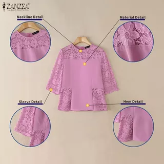 ZANZEA สไตล์เกาหลีสำหรับผู้หญิง เสื้อลุคหรูหรา มีงานปักลายลูกไม้และเนื้อผ้านุ่ม