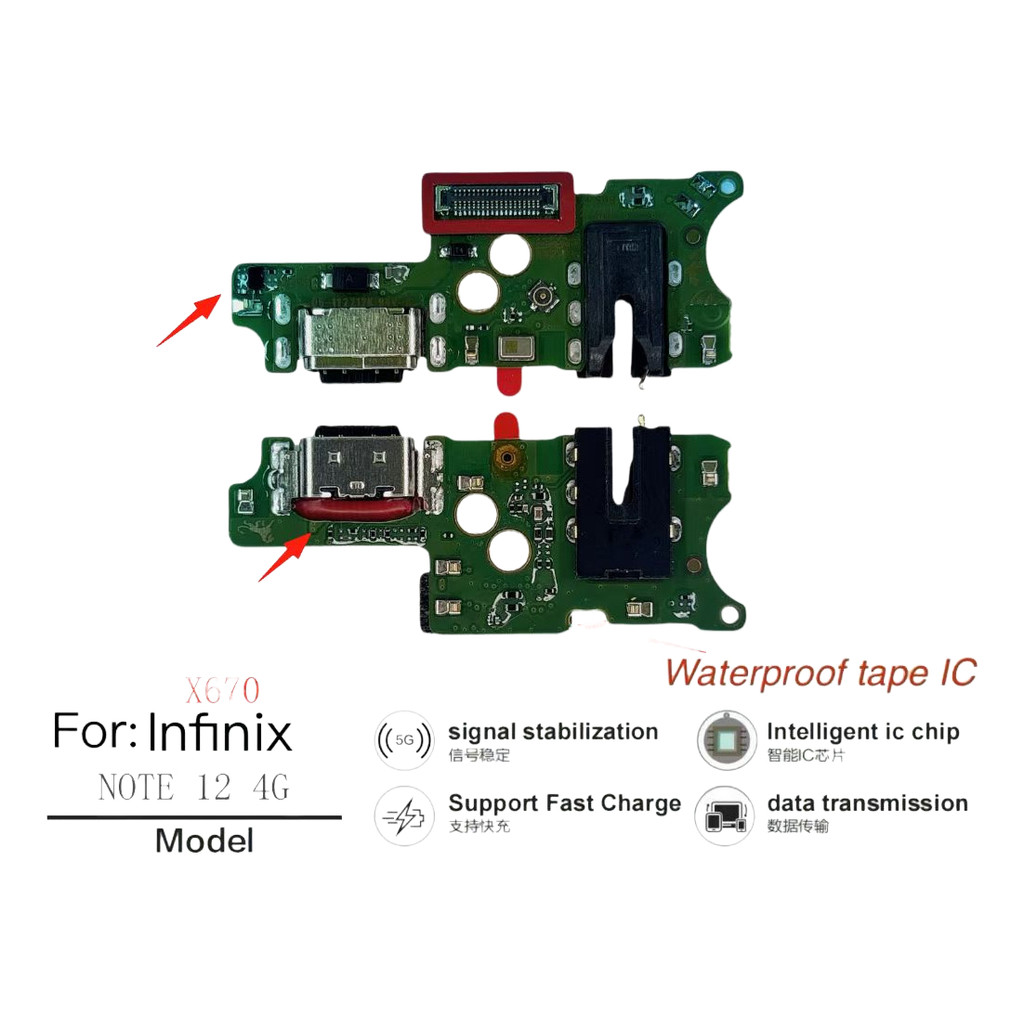 สําหรับ Infinix Note 12 4g X670 บอร์ดเชื่อมต่อการชาร์จ