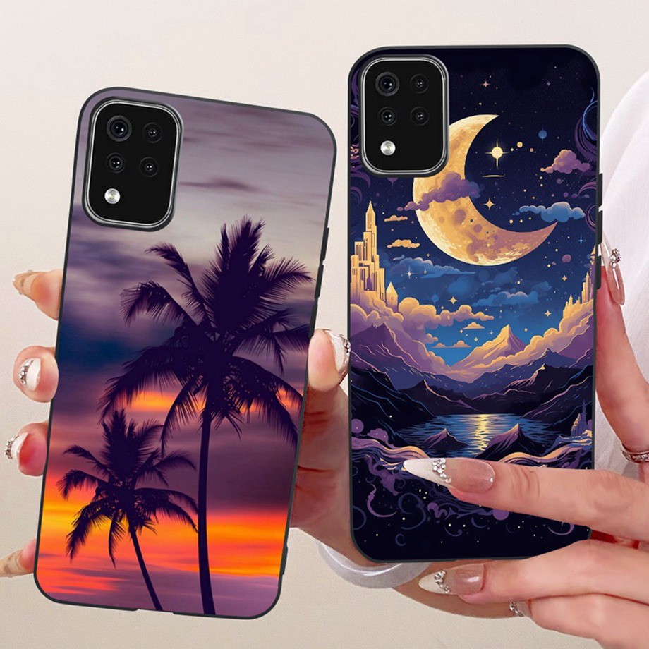 สําหรับ LG K42 4G/K52 2020 กรณีดอกไม้สีดําทาสีกรณีซิลิโคนกันชน Shells สําหรับ LGK42 K 52 2020 โทรศัพ