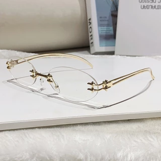 แว่นกันแดดแบบกรอบโล่ง Y2K Star Metal Feet Frameless Trim Frame
