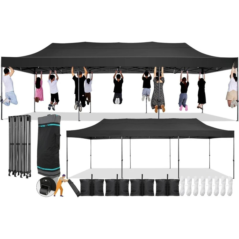 10x30 Pop Up Canopy ไม่มี Sidewall, heavy Duty Canopy Upf 50+ ทุกฤดูกาลลมกันน้ําหลังคากลางแจ้งเชิงพา