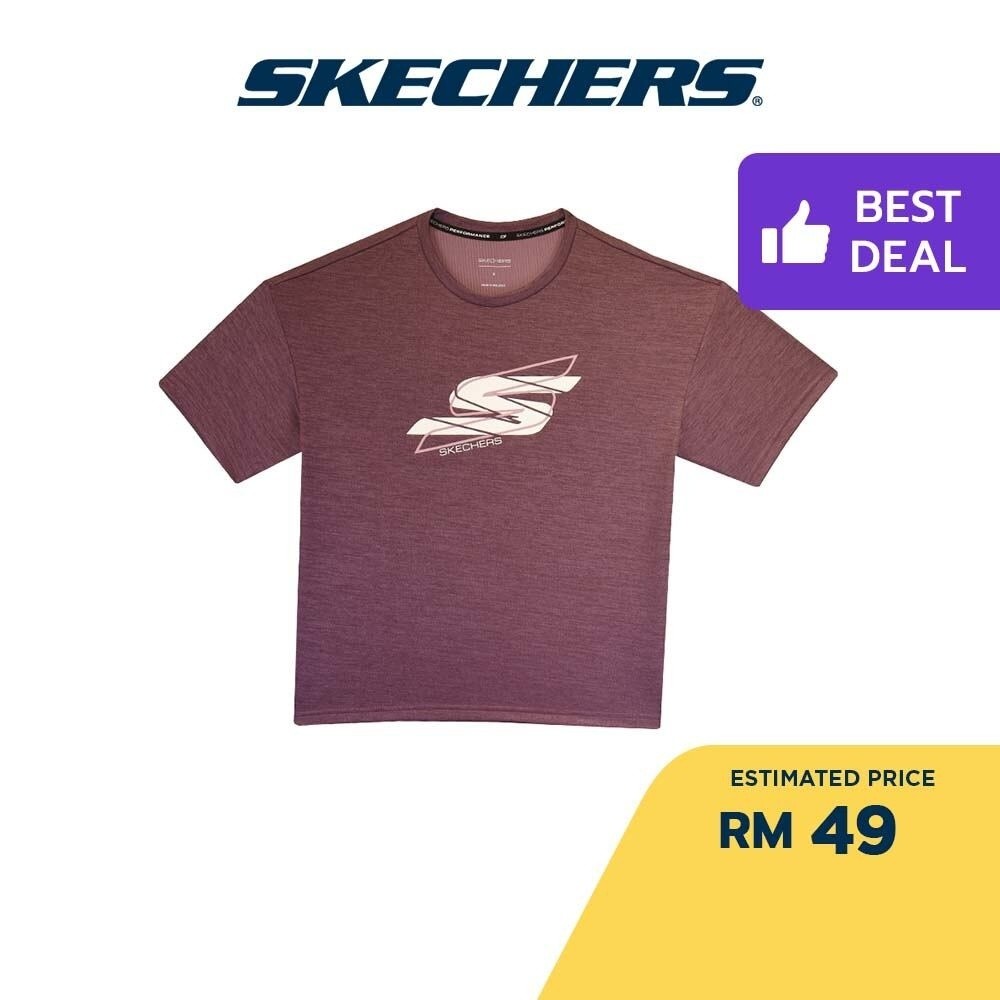 Skechers เสื้อยืดแขนสั้นผู้หญิง Performance Running Sp22q4w358-wine