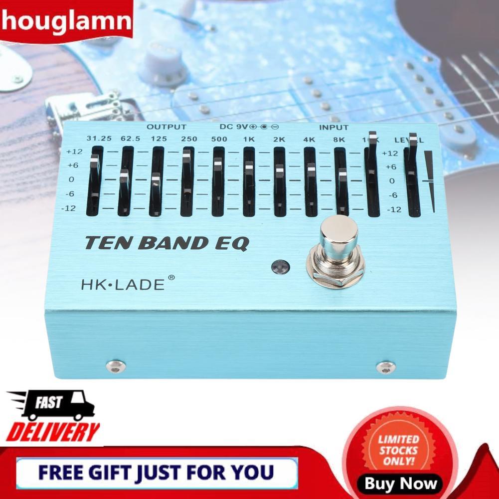 Houglamn Houglamn 10 Band EQ Pedal อีควอไลเซอร์บล็อกเดี่ยวพร้อม True Bypass - จูนเนอร์กีต้าร์สำหรับ