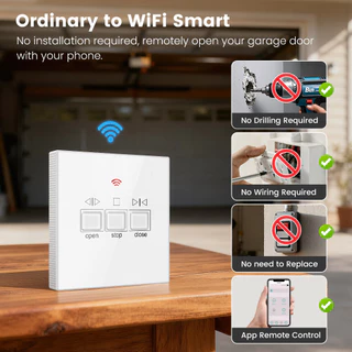 SMATRUL Tuya สมาร์ท WiFi โรงรถประตูสวิทช์เปิด, Type-C Powered,ควบคุม Type-C Power RF 315/330/433MHz, Tuya APP ควบคุมสําหรับเปิดปิดทํางานร่วมกับ Alexa Google Home