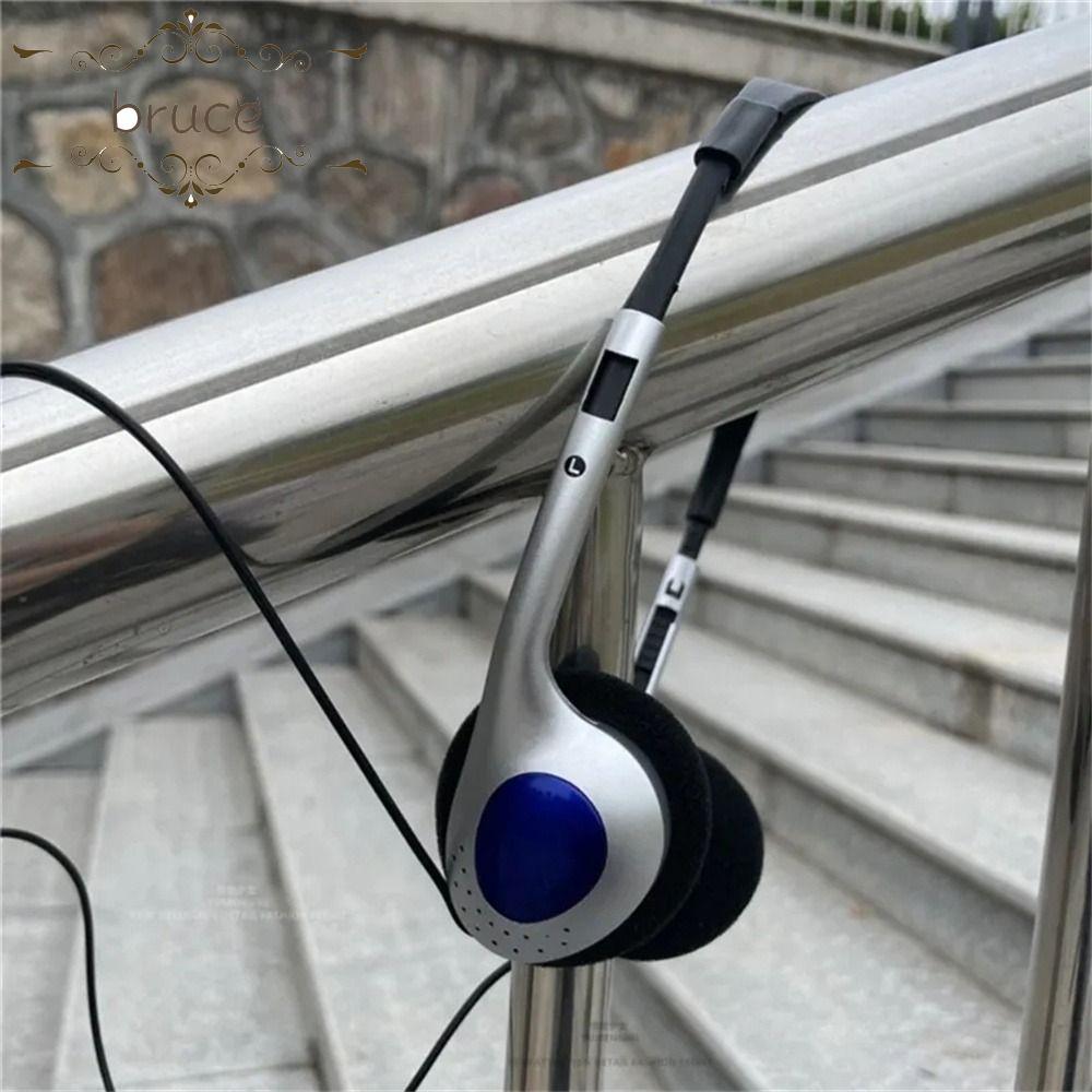 BRUCE Retro หูฟัง, 3.5 มม.VINTAGE Y2k หูฟัง,หูฟัง Over Ear Earbud สีฟ้าสีดําสาย Retro ชุดหูฟังกลางแจ