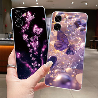 สําหรับ OPPO A6X 4G A6 ดอกไม้ผีเสื้อป้องกันปลอกบาง OPPOA6X 5G CPH2823 CPH2819 โปร่งใสซิลิโคนนุ่ม TPU ฝาครอบโทรศัพท์