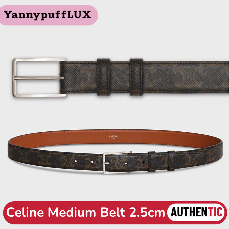 Provide receipts Celine เข็มขัด Medium Belt In Triomphe Canvas 2.5cm Rectangular Buckle