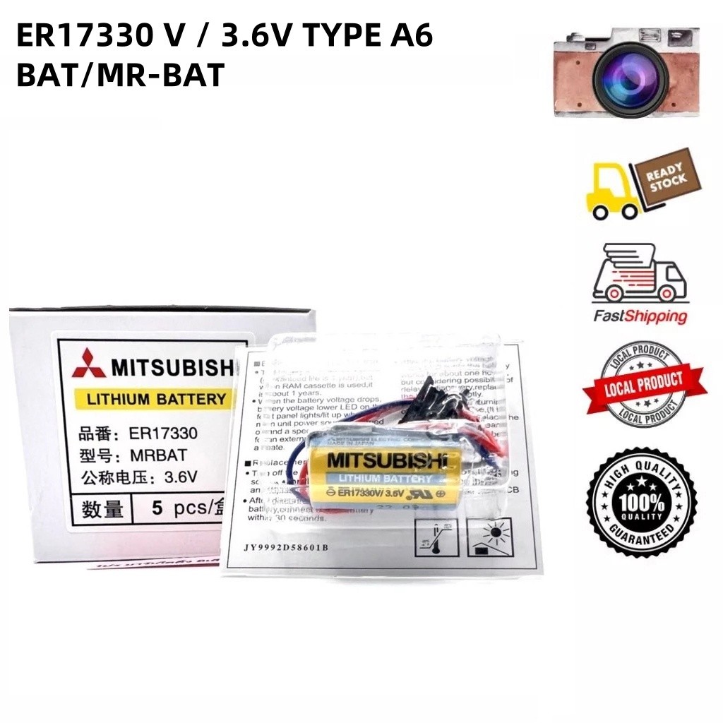 Original Mitsubishi ER17330V 3.6V A6BAT MR-BAT PLC ควบคุมอุตสาหกรรมเซอร์โวไดร์เวอร์ แบตเตอรี่ลิเธียม