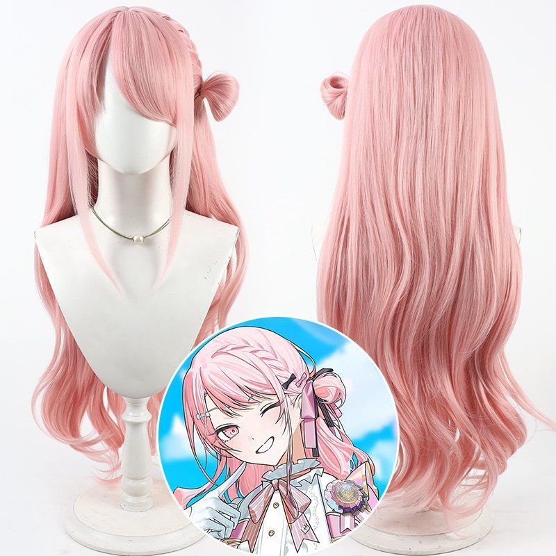 Project SEKAI Stage 5th Anniversary Fes Mizuki Akiyama Cosplay Wig Pink Long Curly Hair for Anime Ga