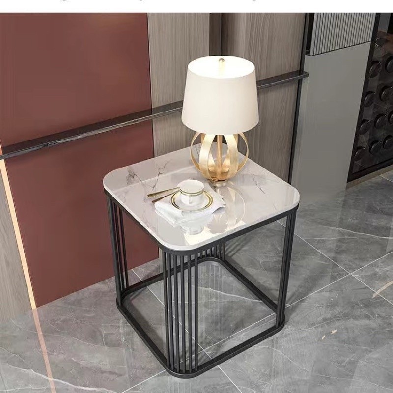 Modern minimalist large rock sofa table iron round table Modern minimalist coffee table