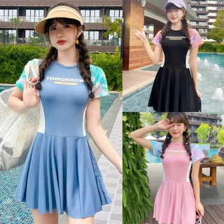 GOODFIGURE BIKINI ชุดว่ายน้ำกีฬาผู้หญิง ชุดว่ายน้ำเรียบร้อย ชุดว่ายน้ำไม่โป๊ ⛵🏝 มีไซส์ M-XL | น้ำหนัก 40-65 กก.SET-BK059