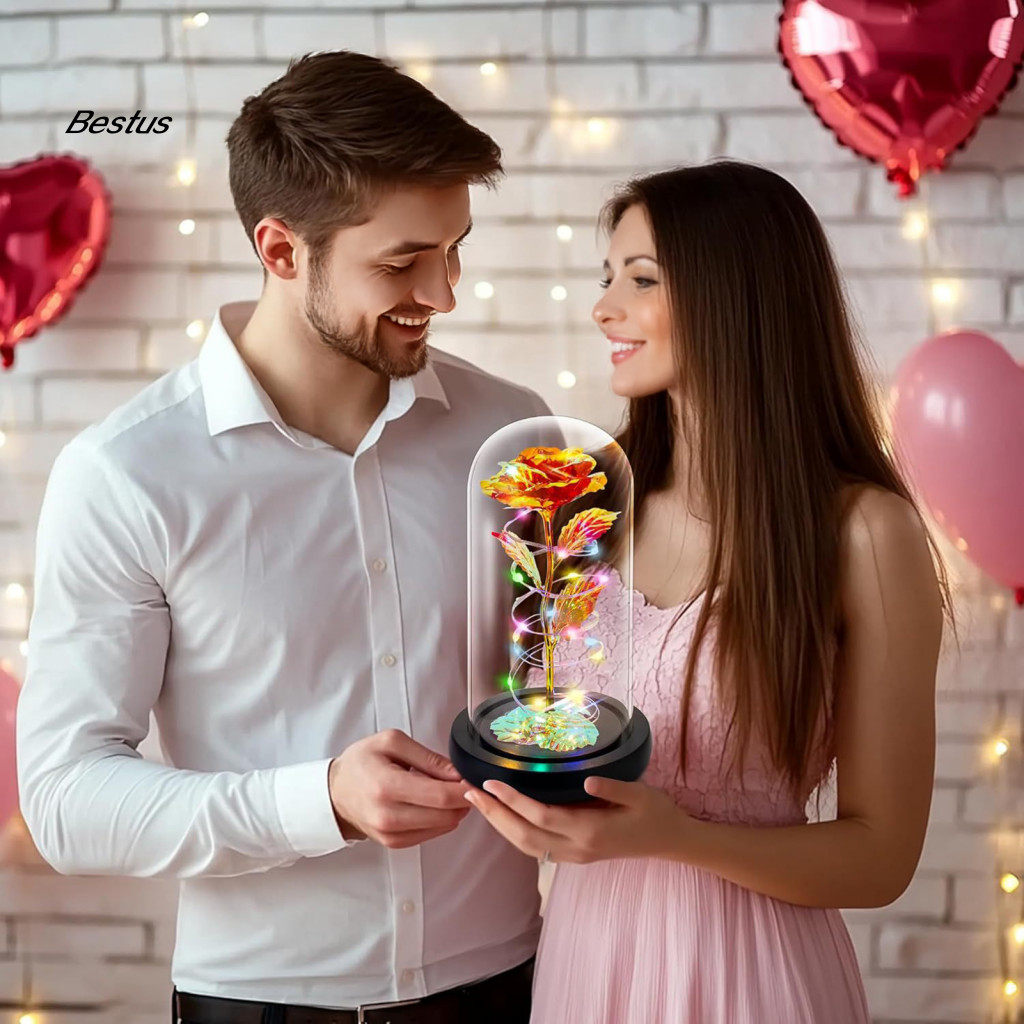 เบส|  Rose Dome LED Mom Christmas Surprise Eternal Rose Dome พร้อมไฟ LED – ของขวัญดอกไม้ประดิษฐ์สําห