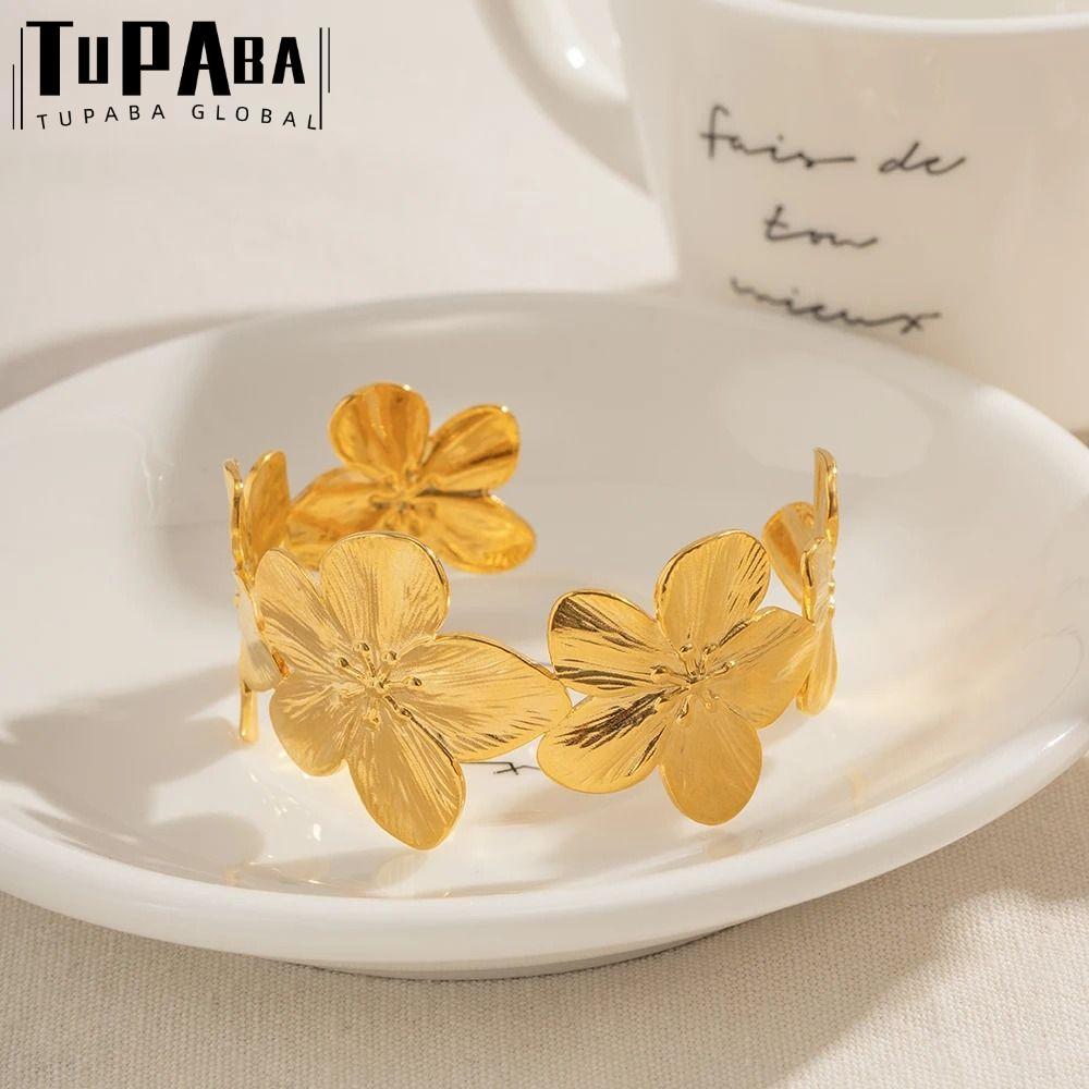 TUPABA เปิดสร้อยข้อมือ, ดอกไม้ Uworld กําไลข้อมือกว้าง, แฟชั่นปาร์ตี้กันน้ําคุณภาพสูงเครื่องประดับผู