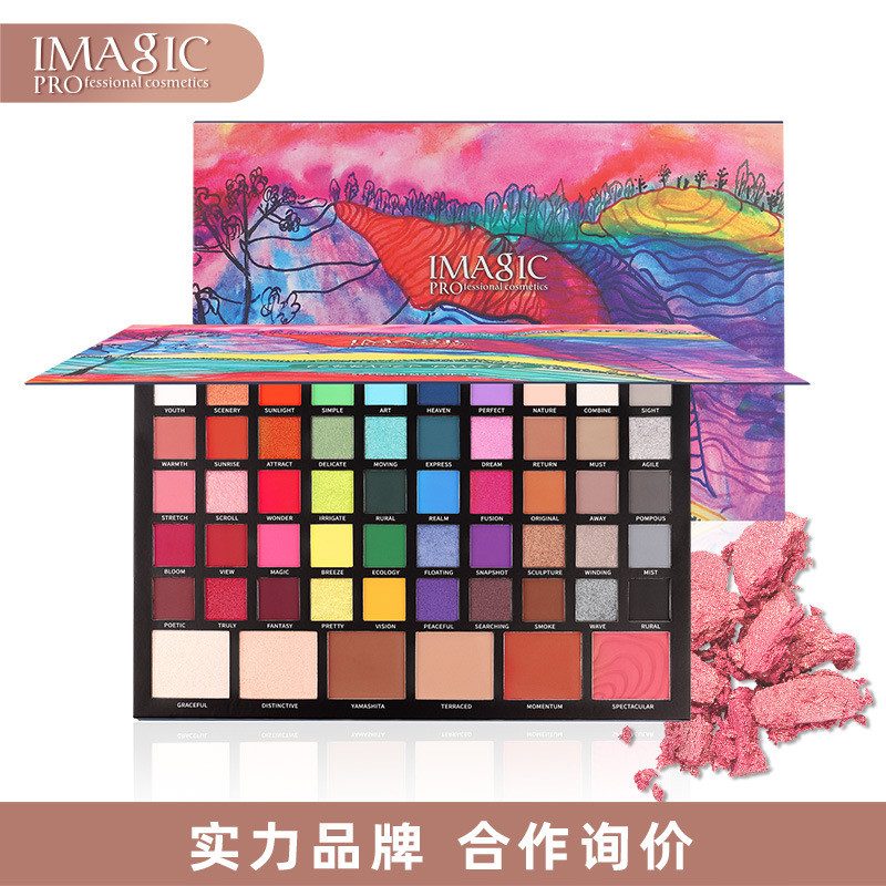 IMAGIC 56 สี Terrace อายแชโดว์ลูกปัด IMAGIC Pearlescent Matte Polarized ยุโรปอเมริกันอายแชโดว์ Palet