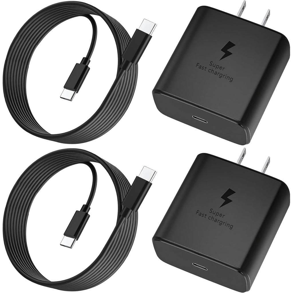 45W Super Fast Charger USB C, 2 แพ็คโทรศัพท์ Android Type C พอร์ตชาร์จเข้ากันได้กับ Samsung Galaxy S