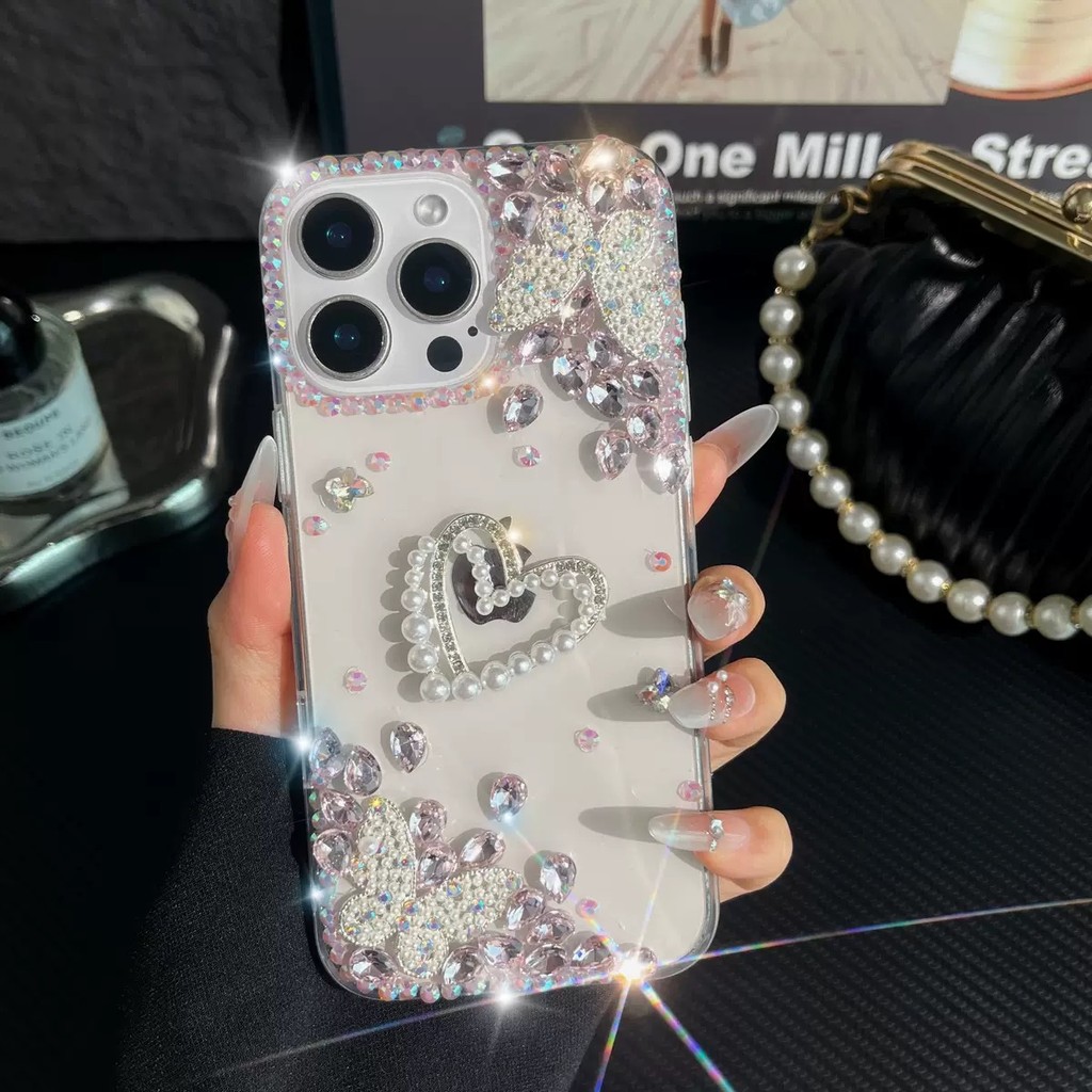 เคสโทรศัพท์สําหรับ OPPO Reno 15F Max Plus 15 14F 14 13 13F 12 12F 11 10 8T 7Z 8 Pro 4G 5G Rhinestone สร้อยข้อมือลูกปัดสั้นนุ่มกันกระแทกปกหลัง - รูปที่ 2