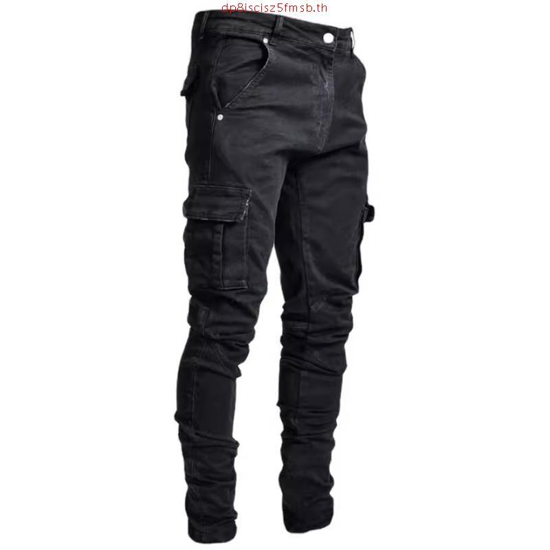 Skin m Fit Denim Cargo Jeans Pants for Men L0066 สีเทา C03 2T